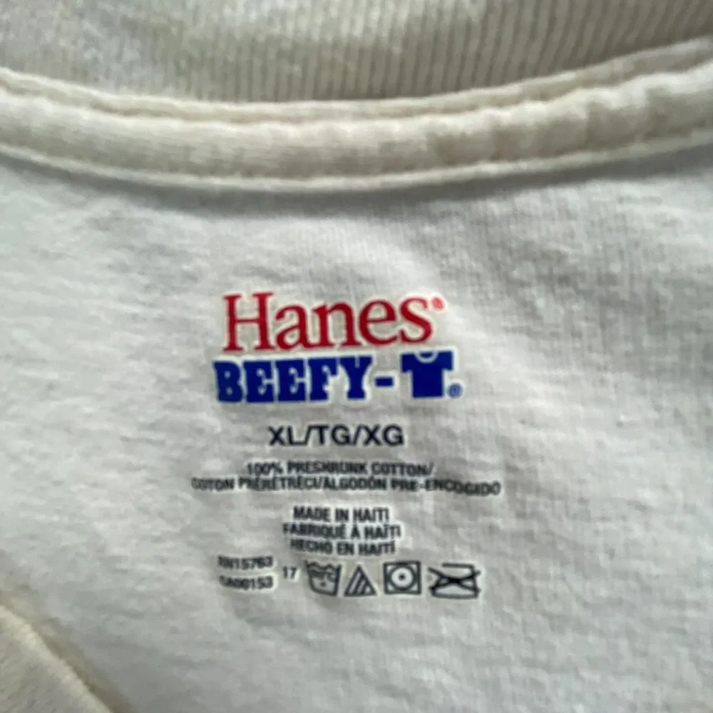 Hanes Beefy-T Mens XL Off White Capon Springs West Virginia Graphic T-Shirt